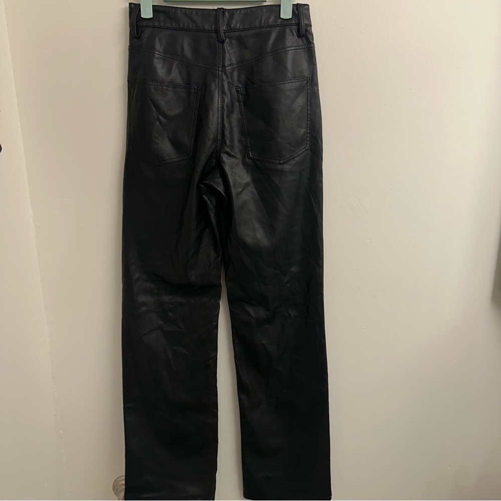 Zara Faux Leather Black Pants Sz 3 Eur Sz 34 - Picture 4 of 9